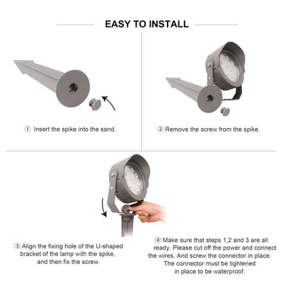 DMX512 رنگارنگ در فضای باز چراغ درخت LED 12W 24W 36W IP65 Rgb چراغ های Spike