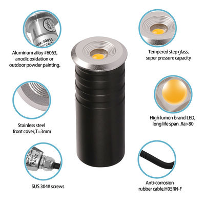 مینی IP67 1W CREE XPE LED یک رنگ روشنایی زیرزمینی در فضای باز چراغ دفن شده چراغ پله