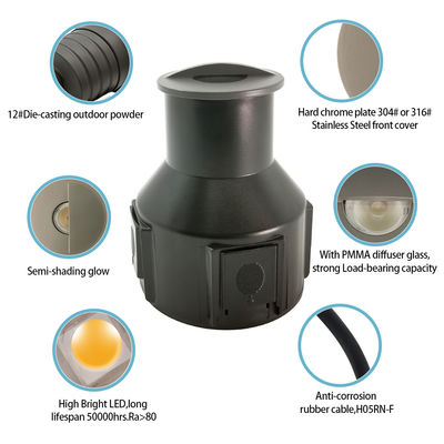 یک طرفه نگاه مینی LED چراغ دفن شده DC 24V فولاد ضد زنگ 316 شیشه ی یخ زده پوشش نیمه سایه