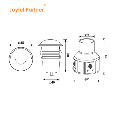 یک طرفه نگاه مینی LED چراغ دفن شده DC 24V فولاد ضد زنگ 316 شیشه ی یخ زده پوشش نیمه سایه