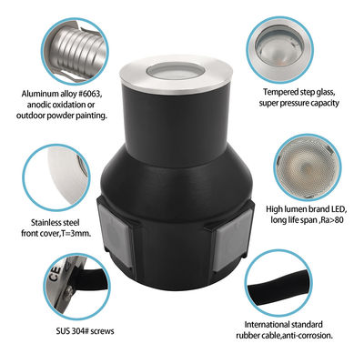 3W IP67 چراغ های پله باغ RGB3in1 خانه آلومینیومی پوشش جلو فولاد ضد زنگ با گارانتی دو ساله