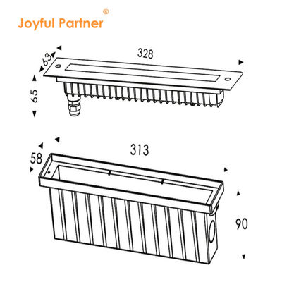 چراغ خطی استخر LED 12 وات RGB DMX 512 از جنس استیل ضد زنگ 316 برای آبشار