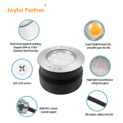 نور استخر LED RGB ضد آب DMX512 کنترل 24V سفید12W 24W RGB IP68