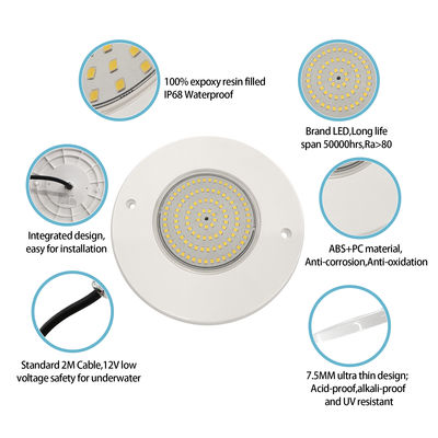 چراغ زیر آب LED PAR56 AC12V Ultra Thin H=7.5mm 10W 18W 25W 35W RF کنترل از راه دور