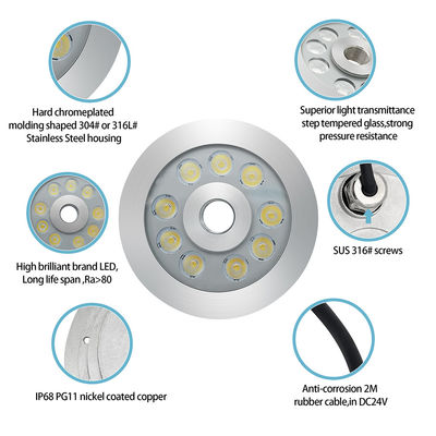 27W 3 در 1 RGB LED فواره نور فولاد ضد زنگ برای میدان تجاری