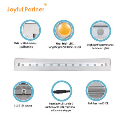 SS316L چراغ خطی زیر آب 3000K 4000K 6000K IP68 چراغ دیواری LED