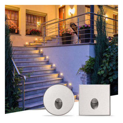 چراغ دیواری هوشمند LED IP65 آلومینیوم شکل مربع بدن DC 24v 1w 2w 3w چراغ پله LED برای راهرو