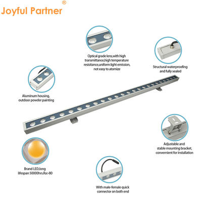 24W Rgbw LED دیوار شستشوی نور خطی 2700k - 6500k ضد آب برای ساختمان