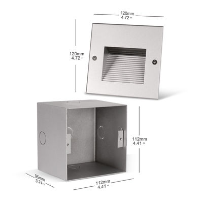 چراغ دیواری مربع آلومینیوم پله 3w DC 24v مواد آلومینیومی برای فضای داخلی شیک