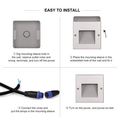 چراغ دیواری LED مربع آلومینیوم IP65 پله های جانبی LED چراغ های پله