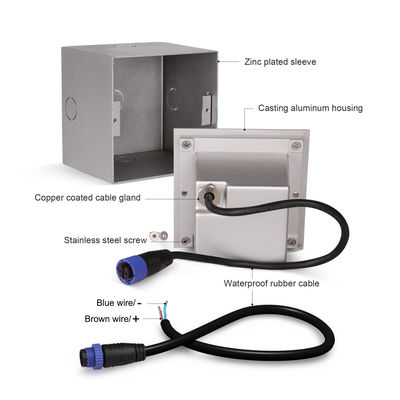 چراغ دیواری مربع آلومینیوم پله 3w DC 24v مواد آلومینیومی برای فضای داخلی شیک