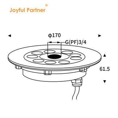 نور فواره LED 316 فولاد ضد زنگ رنگ RGB رنگ تک 170 * 61MM DC12V / 24V IP68 ضد آب
