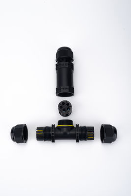 IP68 T-Type کانکتور ضد آب 3 کانال 3 قطب اتصال کابل در فضای باز