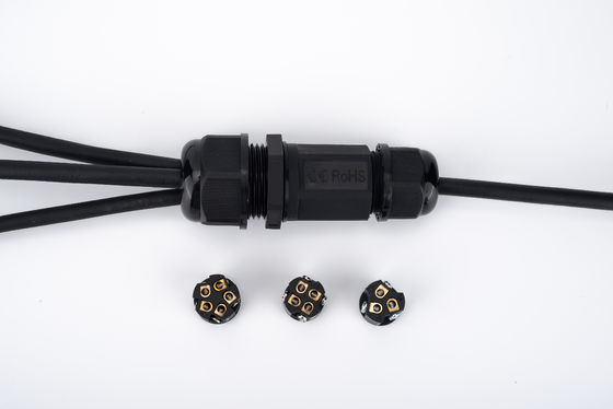 IP68 اتصال سریع ضد آب 1 در 2 بیرون رنگ سیاه برای زیرزمینی کابل جعبه اتصال