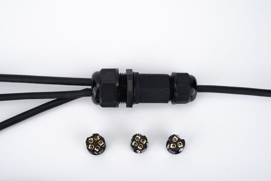 IP68 اتصال سریع ضد آب 1 در 2 بیرون رنگ سیاه برای زیرزمینی کابل جعبه اتصال