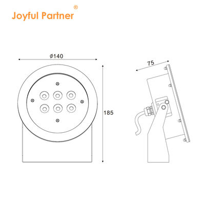 چراغ زیر آب LED فولاد ضد زنگ 316L 24W RGBW IP68 با شیشه گرم
