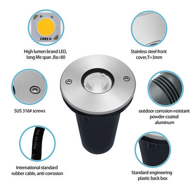 چراغ دفنی LED IP67 1W 3W DIA67MM DC24V ضد آب توکار برای فضای باز باغ