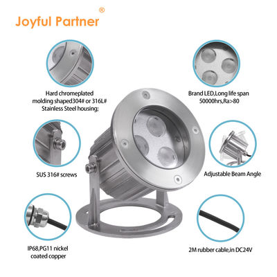 چراغ های زیر آب LED 3x3W RGB 3in1 فولاد ضد زنگ 316SS IP68 12V-24V چراغ های نوری ولتاژ پایین برای کاربرد چشم انداز