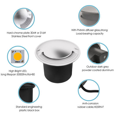 از فولاد ضد زنگ زیرزمینی روشن ظرفیت حمل سنگین AC 100-240V IP67 ضد آب برای راه باغ
