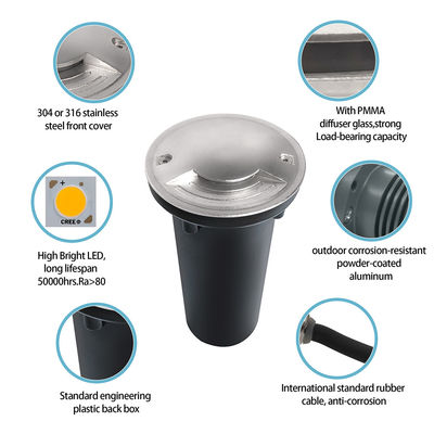 دو راه LED IP67 ضد آب و ضد گرد و غبار Ik08 چراغ زیرزمینی فولاد ضد زنگ LED