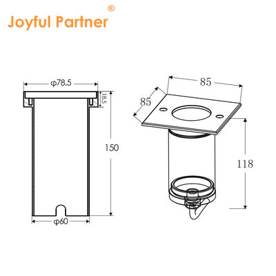 6W COB LED 85mm*85mm سیاه آلومینیوم ساختمان مربع شکل زیرزمینی دفن چراغ LED برای باغ های بیرونی حیاط