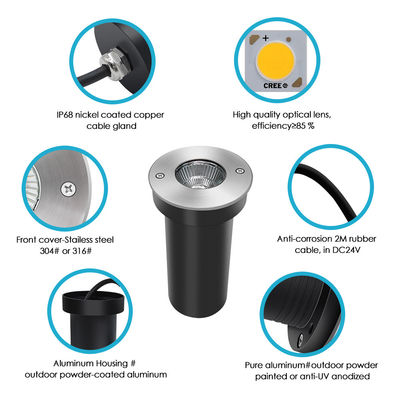 چراغ دفن شده LED مربع شکل گرد فلز آلومینیومی در خارج از منزل IP67 سبک مدرن