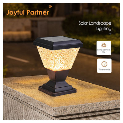 چراغ سر ستون خورشیدی بیرونی IP65 ضد آب 2835 SMD LED 150lm / w Anti UV PC Housing