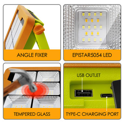 چراغ خورشیدی قابل حمل LED SMD LED IP65 ضد آب با کنترل از راه دور گرم سفید 3000K باتری قابل شارژ