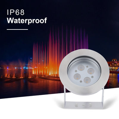 فولاد ضد زنگ LED زیر آب نور IP68 DC12V 24W گرم سفید 3000K برای چشمه