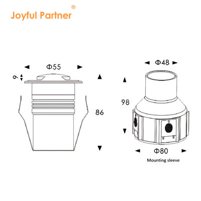 SS316 ضد آب یک دو چهار چشم انداز جانبی 3W LED یک رنگ چشم انداز زیرزمینی با گواهینامه CE ROHS