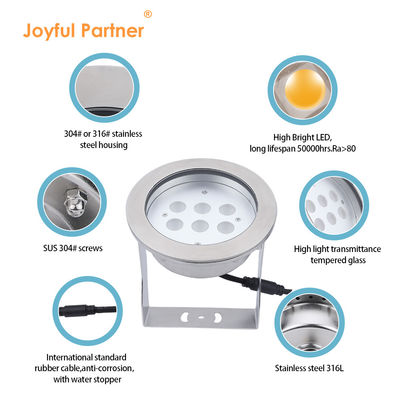 IP68 آبپاش زیر آب 316L فولاد ضد زنگ DMX512 Rgb / RGBW 4in1 LED DC12V/24V