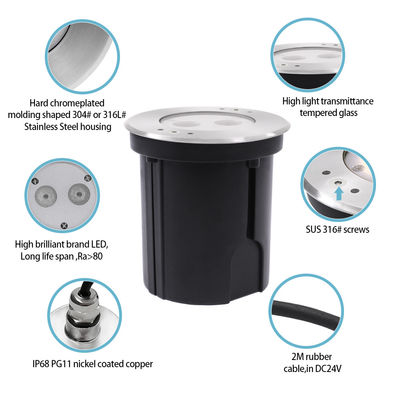 IP68 RGBW 4in1 ضد آب فواره LED نور فولاد ضد زنگ 316 DC 24V با لنز نامتقارن