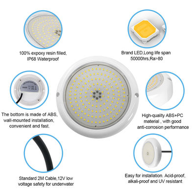 PAR56 چراغ LED استخر RGB AC12V IP68 رزین پر شده از ABS + PC مواد DIA152 * 26mm زاویه پرتو 120 درجه