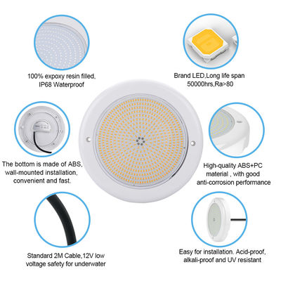 IP68 PAR56 PC لامپ استخر شنا با کنترل از راه دور RGB LED 18W 24W AC 12v ورودی