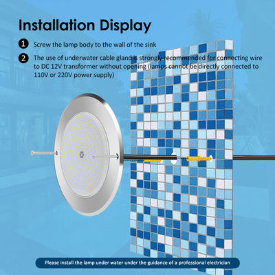 چراغ های زیر آب شنا 316 فولاد ضد زنگ 25W Smd2835 رزین پر شده Rgb 3000K