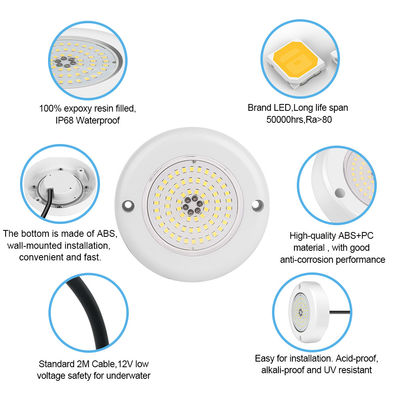 چراغ های استخر شنا LED 6W 18W 35W 42W RGB رنگ متغیر همگام شده رزین پر