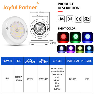 AC 12V Submersible Underwater IP68 RGB Switch Control PC 15W رزین پر شده از سطح نصب شده چراغ استخر شنا LED