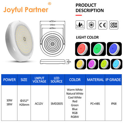 رزین اپوکسی IP68 نورپردازی استخر رنگ سفید PAR56 لامپ 10W LED نور زیر آب