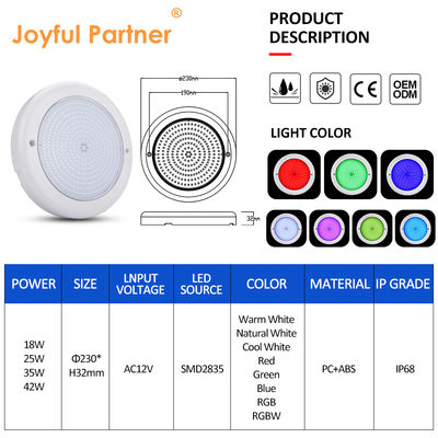 چراغ های استخر شاد 12 ولت AC ارتقاء SMD تراشه RGB رنگ IP68 تمام PC یک مجموعه طراحی برای استخر بتن
