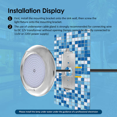 چراغ های استخر شاد 12 ولت AC ارتقاء SMD تراشه RGB رنگ IP68 همه یک مجموعه طراحی برای استخر بتن