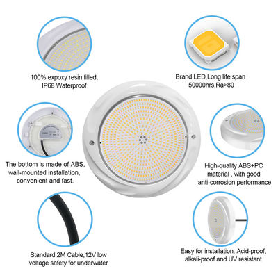 35W چراغ LED استخر شنا برای استخر بتنی SPA 230 * 35mm مواد ABS AC12V RGB RGBW