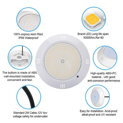 25W زیر آب رزین با کیفیت بالا پر شده 12V IP68 گرم سفید 35W نورپردازی استخر شنا برای استخر شنا