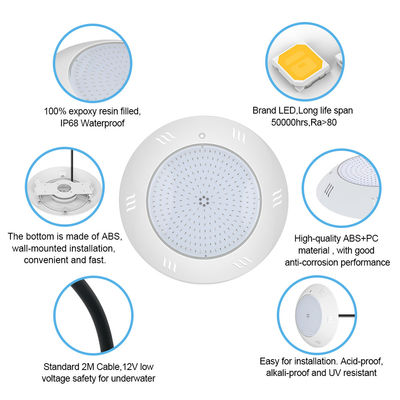 دیوار نصب IP68 زیر آب نور چندرنگ کنترل از راه دور شنا LED استخر نور ABS خانه