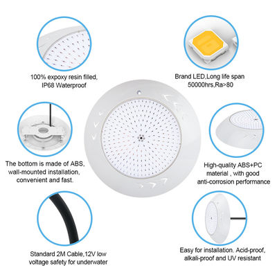 18W Par56 LED استخر شنا سطح نصب شده LED چراغ های استخر زیر آب AC 12V RGB برای باغ های آب