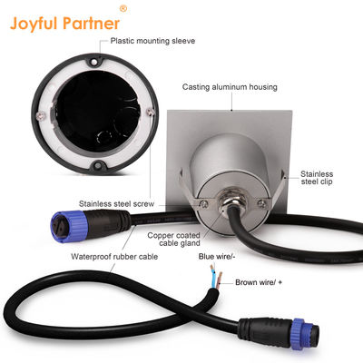 چراغ دیواری هوشمند LED IP65 آلومینیوم شکل مربع بدن DC 24v 1w 2w 3w چراغ پله LED برای راهرو