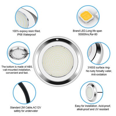 IP68 280mm دیوار نصب فولاد ضد زنگ RGB زیر آب LED نور استخر شنا