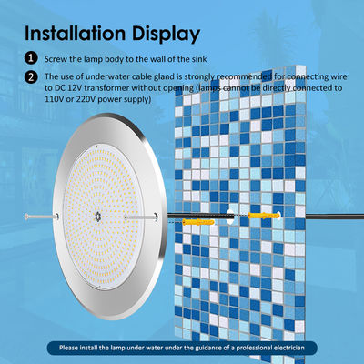 کنترل از راه دور چراغ های استخر آب فولاد ضد زنگ 316 سطح نصب شده 42W چراغ استخر AC12/24V RGB