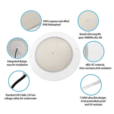 IP68 نور ضد آب 35W Ultra Slim H7.5mm روشنایی بیرونی مواد ABS DC 12V دیوار نصب شده چراغ های استخر