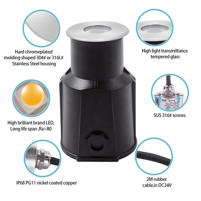 فولاد ضد زنگ 316 نور زیر آب DC12V/24V 3W RGB LED چراغ های استخر SPA با CE RoHS IP68 3000k