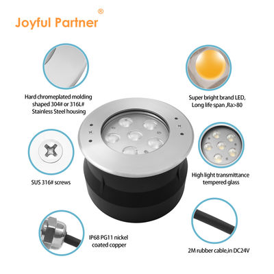 چراغ زیر آب ال ای دی 24 ولت 6 ولت 12 ولت فولاد ضد زنگ 316 با سفید خنک با آستین نصب پلاستیکی برای استخر شنا